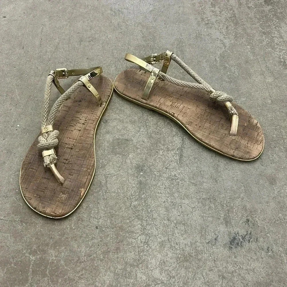 Michael Kors  gold flat cord sandals - Picture 1 of 5